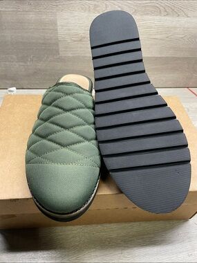 RSVP Quilted Olive Slip-On Mule with Black Ribbed Sole #148